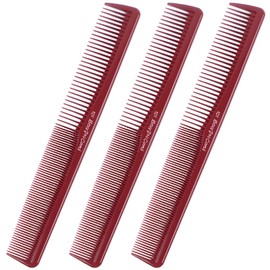 GENC BÉAUTY Styling Comb Professional Dual Side Cutting Comb, Fine and Wide Tooth for Barber & Hairstylist, 3 pcs Comb Set Multifonctional for Cutting Styling Hairdressing Detangling (Red)