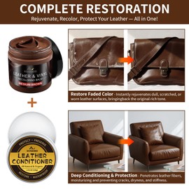 SHABEIBEI Leather Recoloring Balm with 100ml Mink Oil, Medium Brown Leather Repair Kit and Scratch Remover for Furniture, Car Seats, Sofas, Dye & Restorer for Couches, Vinyl, PU, Faux