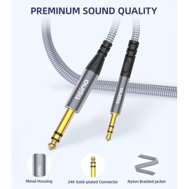 tisino 1/8 to 1/4 Stereo Cable, 3.5mm to 1/4 Adapter Aux Cord Stereo Audio Cable for Guitar, Keyboard Piano, Laptop, Home Theater Devices, Speaker and Amplifiers-6.6 Feet