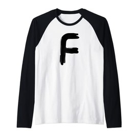 Creative Bold Black Letter F - Design - Alphabet - Marker Raglan Baseball Tee