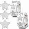 1000 Pcs Silver Star Stickers, 2 Sticker Roll Glitter Star
