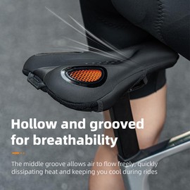 ROCKBROS Comfortable Bike Seat Cushion Cover, Soft Memory Foam & Gel Padded Bicycle Saddle Cushion for Men Women, Breathable Bike Seat Cushion with Waterproof Cover