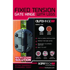 Safetech Hardware Self Closing Gate Hinges, Fixed Tension Pool & Outdoor Hinges Regular Duty Spring Gate Hinges for Any Square Post Metal, Wood & Aluminum Fencing Gates up to 33lbs (SHF-90L Black)