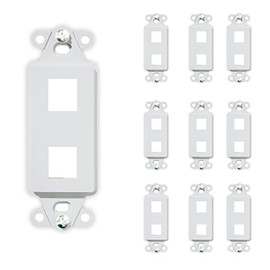 On-Q Legrand - OnQ 2 Port Decorator Outlet Strap, Wall Outlet Cover, Keystone Wall Plate, Outlet Cover for Keystone Wall Plate 2 Port, White, WP3412WH, 10 Pack