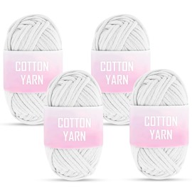 KFDDRN Crochet Yarn, Wool for Crocheting, Thick Yarn, Cotton for Crochet, 4-Piece Crochet Wool Set, Cotton Yarn for Crochet, Wool for Crocheting, Thick Yarn for Beginners, 4 x 50 g (White)