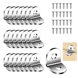 Flintronic Angle Connector, Pack of 22 Stainless Steel Metal Angle 90 Degrees with 44 Screw, Corner Angle Metal for Wood, Shelves, Furniture, Cabinets, Desk (20 x 20 x 16 mm)