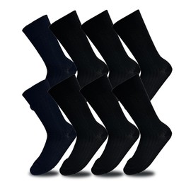 Aoki Men's Business Socks, 8-Piece Set, 9.8 - 11.4 inches (25 - 29 cm), Antibacterial, Odor Resistant, Cotton, Reinforced Toe and Heel, Cool Socks: 6 pairs of black, 2 pairs of navy, 25.0-27.0 cm