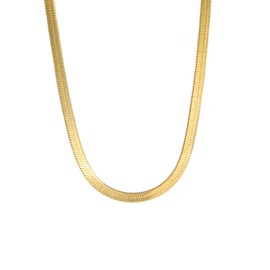 kkjoy 2/3/4/5mm Flat Snake Chain Stainless Steel Snake Bone Chain Necklace for Women Girls Ladies, 15/17/19 Inches, Gold Plated/Stainless Steel