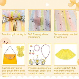 Meland Princess Dress up Clothes for Little Girl, 11Pcs Princess Cape with Crown,Princess Dresses for Girl 3-8 Birthday Gift