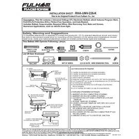 Fulham RaceHorse CFL Ballast Kit, RHA-UNV-226-K