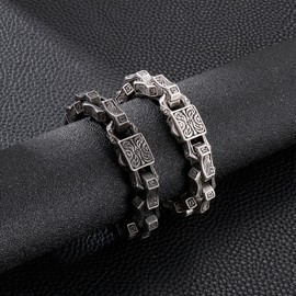 Klapgo Wave Engraved Chain Men's Stainless Steel Bracelet Black