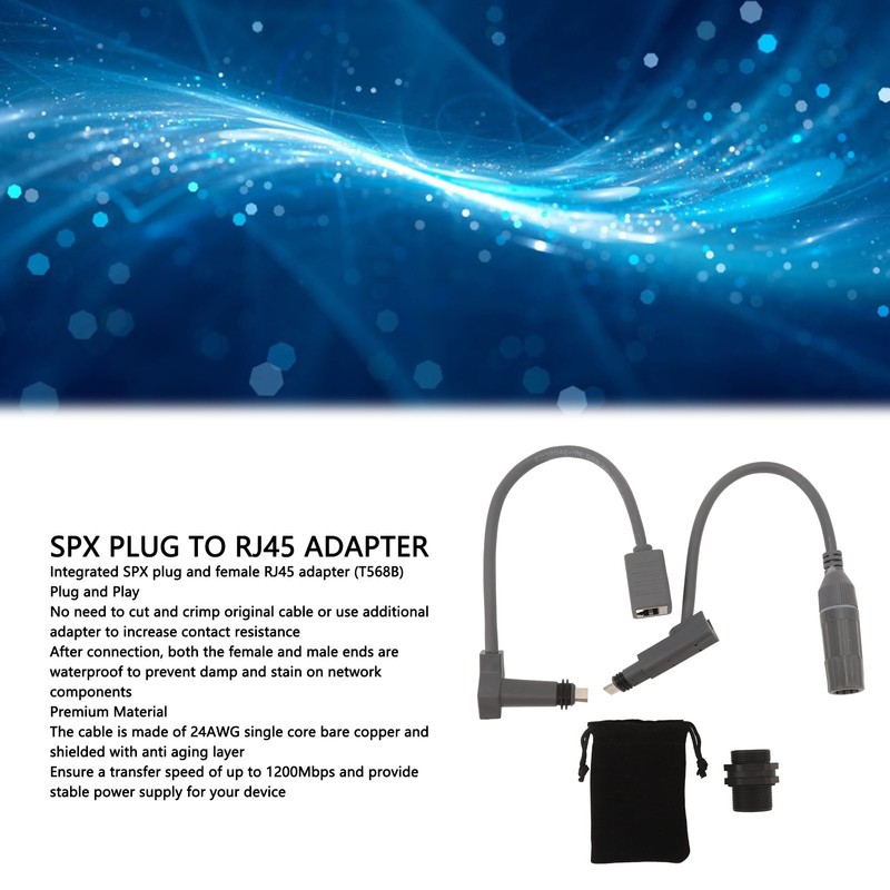 1 Pair SPX Plug to RJ45 Adapters Waterproof 1200Mbps Transfer