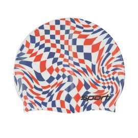 Sporti Checkmate Silicone Swim Cap - Red/White/Blue - Adult