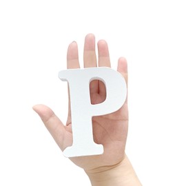 White Wood Letters, 4 Inch Unfinished Wooden Letters for Crafts, Alphabet Letters for Home Wedding Birthday Party Wall Decor (Letter P)