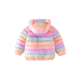 CECORC Winter Coats for Kids with Hoods Light Puffer Jacket for Girls | Baby, Infants, Toddlers, 2T,Rainbow