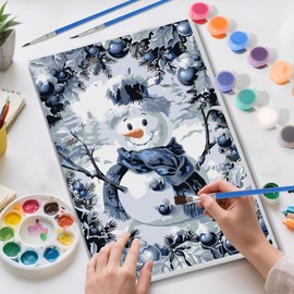 Skyboda Christmas Paint by Numbers Kit for Adults Beginners with Frame, Winter Snowman Adult Paint by Number Kits on Canvas, Easy DIY Oil Painting Kits for Home Decor, 8x12in
