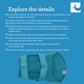 RC Pet Products at Ease Calming Vest, Reduce Anxious Behavior, Swaddling-Like Pressure | XS, Dark Teal