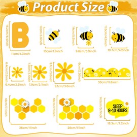 Bee Bulletin Board Decorations Set Spring Beneficial Habits Bulletin Board Bee Healthy Daisy Paper Cutouts for Classroom Back to School Home Office Teacher Chalkboard Wall Door Decor Supplies