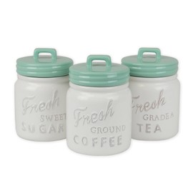 DII Kitchen Accessories Collection Ceramics, Jar Canister Set, Aqua, 3