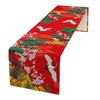 Japanese Cherry Blossom Crane Table Runner,Asian Pine Tree Crane Birds