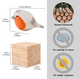 WEWAYSMILE Hand Carved Wooden Bird Figurine, Small Cute Animal Ornament for Home Office Desktop Decoration (Fatty White)