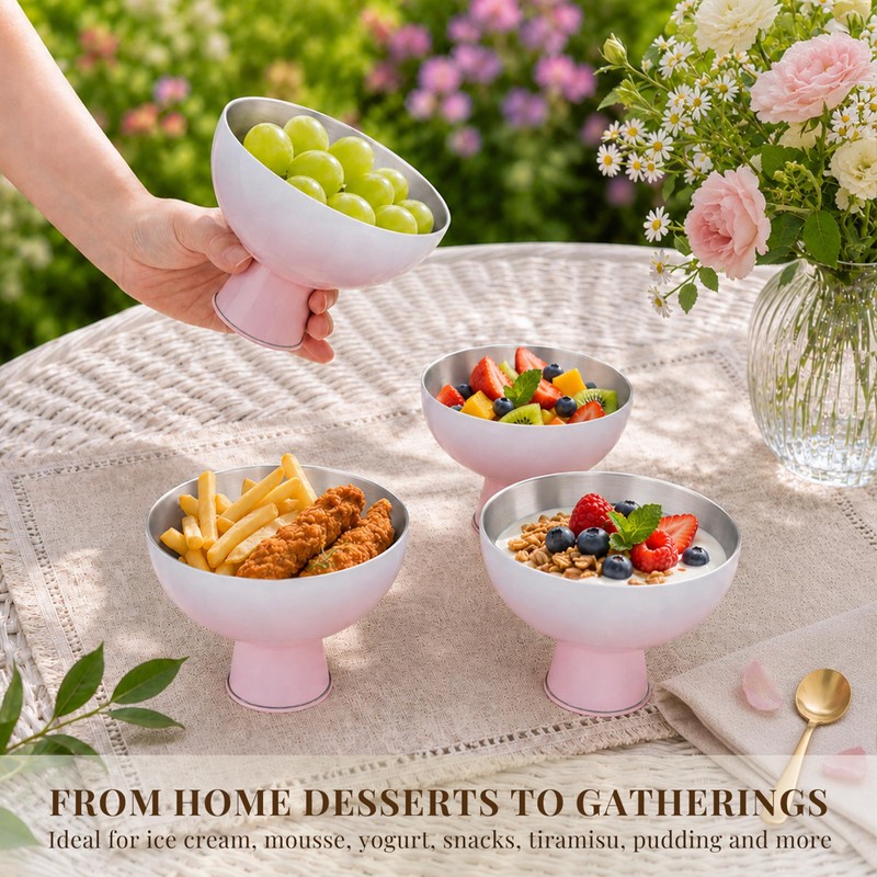 Pink Gradient 304 Stainless Steel Dessert Cup Set 4 Pack