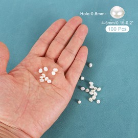 uxcell 100 Pcs Freshwater Pearl Beads, 4-5mm Irregular Loose Gemstone Pearls 0.8mm Side Hole for Leather Cord Beading Jewelry Making DIY Craft, White