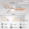 GESUM 42" Flush Mount Ceiling Fan Light with 3 Colors,
