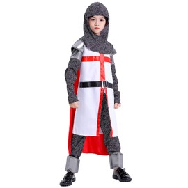 Faltern Kid Knight Costume Boy Crusader Costume Medieval Knight Templar Costume Cosplay Renaissance Knight Outfit Cloak Robe
