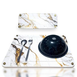 AVELAYA, 2pcs Marble Stone Dish Drying Mat and Soap Tray, - Non-Slip, Heat-Resistant, Fast-Drying Absorbent Mat for Kitchen Countertops - Durable Stone Mat for Dishes, Glassware, Utensils & More