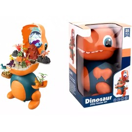 UNOMI 25-Piece Dinosaur Playhouse Set 2-in-1 Action Figures and Toy Playset for Kids