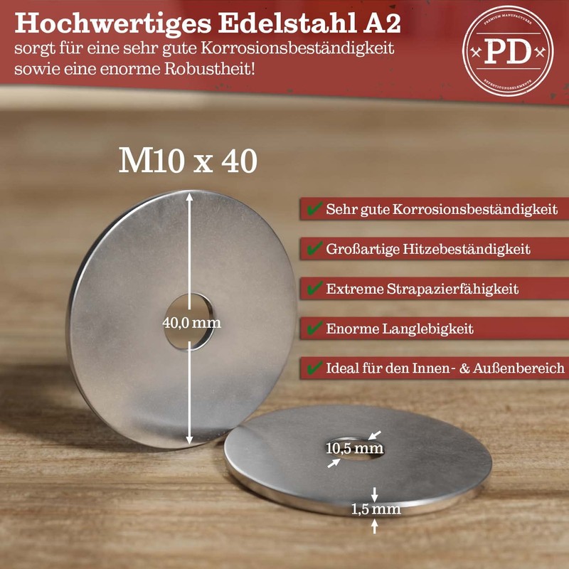 PD PD? gro?e Karosseriescheiben M10x40 (Kotflgelscheiben) | Hochwertige A2 V2A