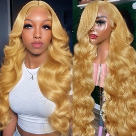 Honey Blonde HD Lace Front Wig Human Hair Pre Plucked Blonde Lace Front Wigs Human Hair With Baby Hair 180% Density Honey Blonde Wig Human Hair 13x4 Body Wave Lace Frontal Wigs 22 Inch