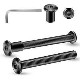 1/4-20 x 2-1/2" 20Pcs Flat Head Hex Socket Cap Screws Bolts Barrel Nuts Kit, 304 Stainless Steel 18-8, Full Thread, Black Oxide by SG TZH (with Hex Spanner)