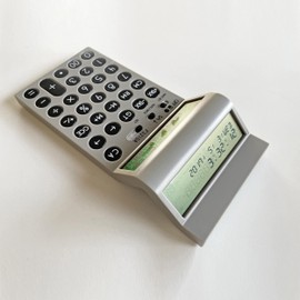 Seiwa Material LOOPER LPC-GY Calculator, Stylish Design & Convenient, Double-Sided LCD Panel, 12 Digits, Clock with Calendar Function, Gray