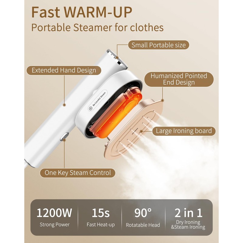 HULMAY Portable Steamer For Clothes Travel Mini Steamer and Iron