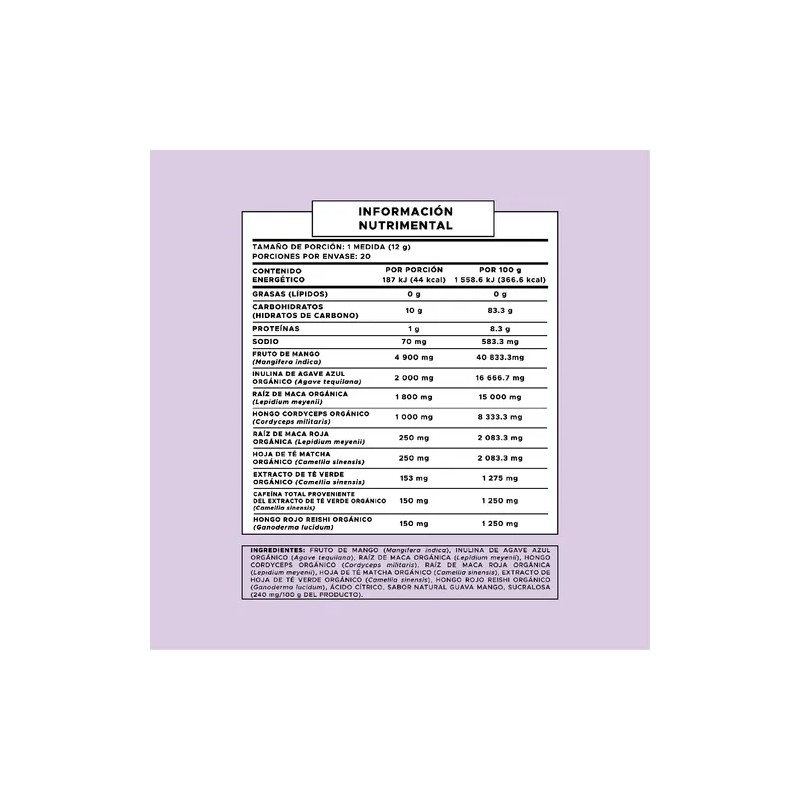 Suplemento Alimenticio Pre Entreno Focus 240g Pure Form Sabor Guava