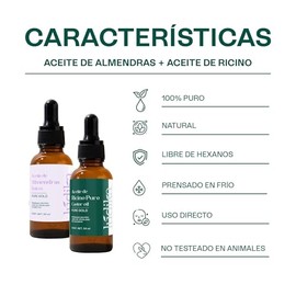 Kit Aceite de Almendras  Aceite de Ricino 50 ml cu  Srum Noche Pestaas Cejas Uas  Nutre Cutculas Cabello  Prensado en Fro Sin Hexanos                 
