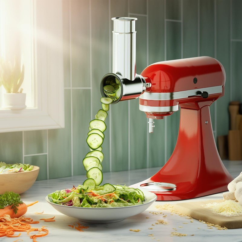 Stainless Steel Slicer Shredder Attachment for KitchenAid Stand Mixer,Includes Cheese