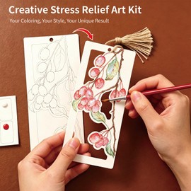 Watercolor Bookmarks to Paint for Adults & Beginners, 10PCS DIY Painting Bookmarks with Hollow Animal Designs, Paint Set, Pen & Glitter, Stress Relief Art Craft Kit, Gift for Book Lovers, Readers