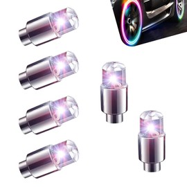 MLY 6PCS LED Tire Valve Caps, Waterproof Wheel Tire Valve Light, Wheel Rim Accent Lighting with Night Safety Mode & Style-Enhancing Glow Technology, Universal for Car Motorcycle Bike (Multicolored)
