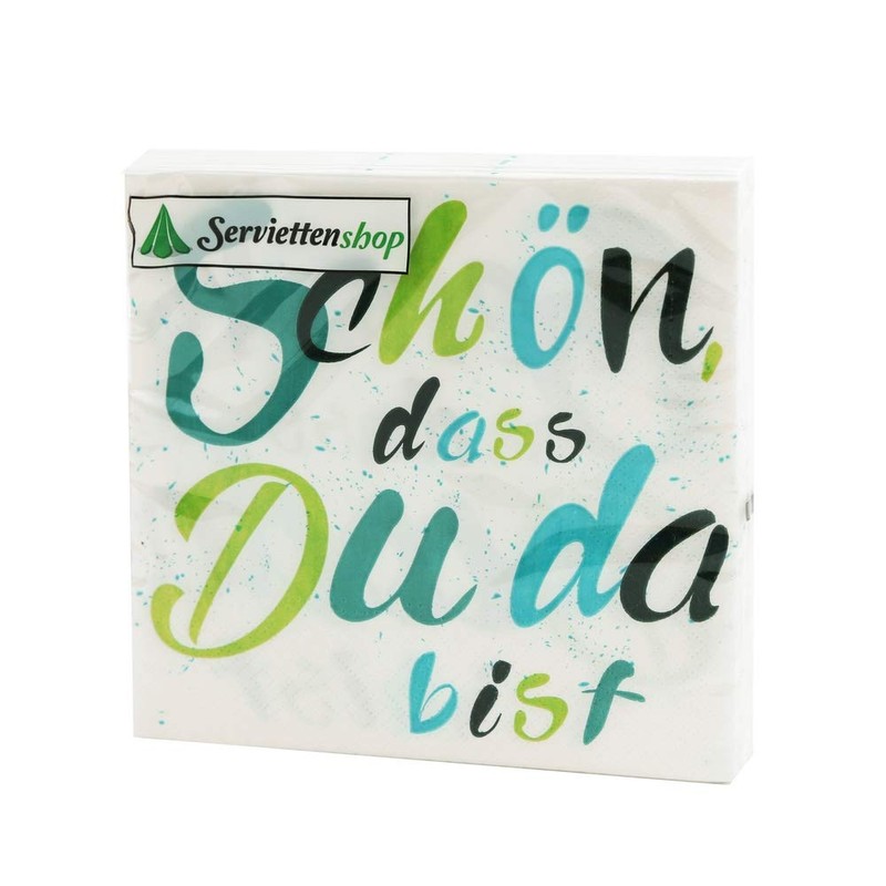 20 Napkins "Schön, dass du da bist" Blue/Green for Birthday,