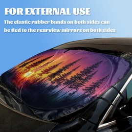 Forest Car Windshield Sun Shade Sun Silhouette Watercolor Colorful Art Front Window Car Sun ​Shade Windshield Blocks UV Rays Sun Visor Protector for Car Sedan Truck SUV Accessories 59" L x 31.5" W