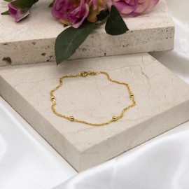 Carissima Gold Women's 9 ct Yellow Gold 2 mm Twist Curb and Ball Chain Bracelet of Length 19 cm/7.5 Inch