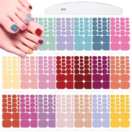 XEAOHESY 440 Pieces 20 Sheets Vibrant Solid Color Toe Nail Wraps Toe Nail Polish Strips Self-Adhesive Toe Nail Stickers Full Nail Wraps for Women with Nail File