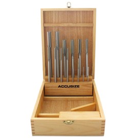Accusize Industrial Tools 14 Pc Over and Under Size H.S.S. Chucking Reamer Set, 0.1240'' Thru 0.5010'', in Fitted Case, 5500-SX00