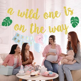 A Wild One Is On The Way Banner, A Bebe Is On The Way, Safari Baby Shower Sign, Welcome Baby, Jungle Animal Birthday Party Decorations Supplies