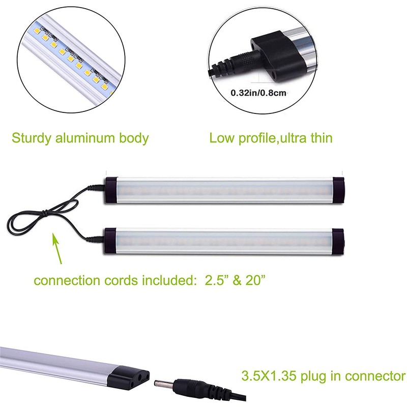 AIBOO Under-Unit Light Kitchen LED Dimmable with Cable 6 Pieces