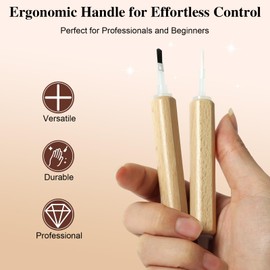 C12rtive Replacement Nail Polish Brush Kit,Dual-Ended Professional Nail Art Brush for Dip Powder Base Coat,Nail Polish Acrylic Brush with 1Pcs Flat Brush & 1Pcs Pointed Brush and 1Pcs Liner Brush