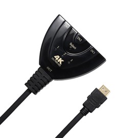 4K HDMI Switch, Gold Plated 3-Port Splitter with High-Speed Pigtail Cable | Supports 4K/Full HD 1080p/3D Video | Manual HDMI Switcher for Multiple Devices -for Home Theater Systems